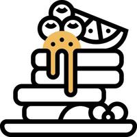 Pancakes with syrup and fruit on top vector