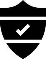 A black and white shield with a check mark on it vector