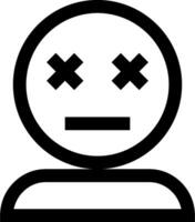 A black and white icon of a person with crossed eyes vector