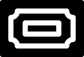 A black and white icon of a ticket vector