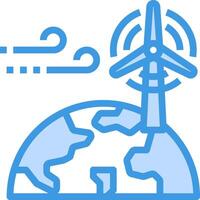 A globe with a wind turbine on it vector