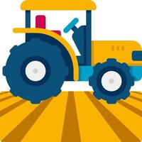 A tractor is driving on a field vector