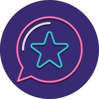 A star in a chat bubble with a purple background vector