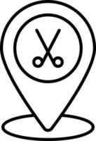 A pin with scissors and a sign that says scissors vector