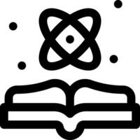 An open book with an atom symbol on it vector