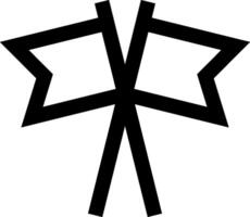 A black and white image of two crossed flags vector