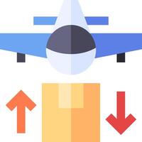 An airplane is flying over a box with arrows pointing down vector