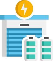 A battery charging station with a lightning bolt vector
