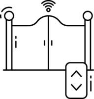 A black and white drawing of a gate with a remote control vector