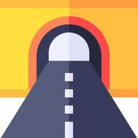 An illustration of a road going through a tunnel vector