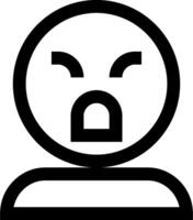 A black and white icon of a person with an angry face vector
