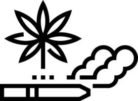 A black and white image of a cigarette and a marijuana leaf vector