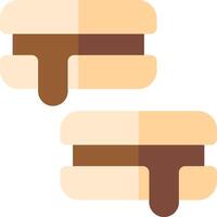 Two sandwiches with chocolate and vanilla on them vector