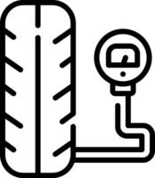A tire with a gauge and a pump vector