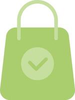 A green shopping bag with a tick mark on it vector
