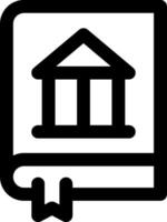 A black and white icon of a book with a house on it vector
