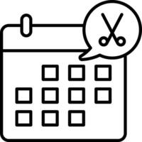 A calendar with scissors and a speech bubble vector