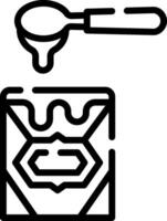 A black and white outline of a jar with a spoon vector