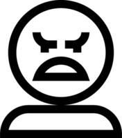 An angry face icon with a black background vector