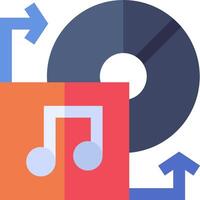 A music player with a disc and a music note vector