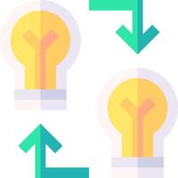 Three light bulbs with arrows pointing up and down vector