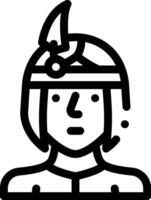 A black and white line icon of a man wearing a helmet vector