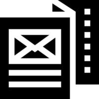 A black and white icon of a letter and envelope vector