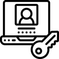 A computer with a key and a person on the screen vector