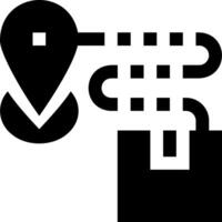 A black and white icon of a map pin vector