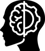 A silhouette of a head with a brain inside vector
