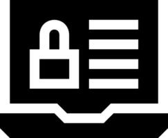 A black and white icon of a padlock on a document vector