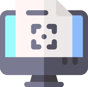 A computer monitor with a paper document on it vector