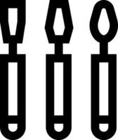 Three different tools are shown in black and white vector