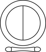 A black and white drawing of a plate with a fork and spoon vector