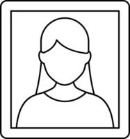 A woman's profile icon in a square frame vector