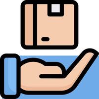 A hand holding a box and a hand holding a file vector