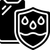 A black and white icon of a shield with a water drop vector