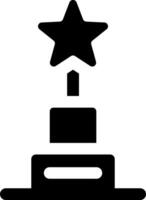 A black and white icon of a trophy with a star on top vector