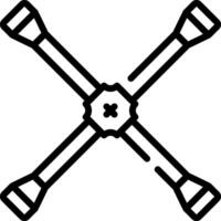 A black and white illustration of a cross with two wrenches vector