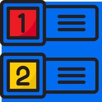 Two blue and red boxes with the number one and two vector