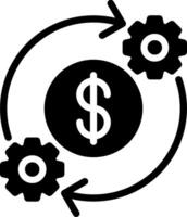 A dollar sign and gears in a circle vector