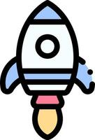 A cartoon rocket ship with a blue and white background vector