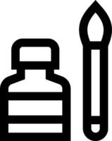 A black and white image of a bottle and a brush vector