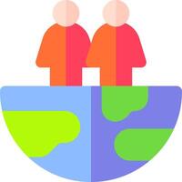 Two people standing on top of a globe vector