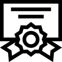 A black and white icon of a certificate vector