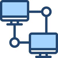 A computer with two monitors connected to each other vector