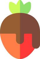 An apple with a chocolate and green leaf on it vector