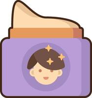 A jar of cream with a woman's face on it vector