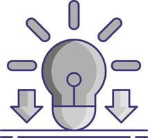 An icon of an idea bulb with arrows pointing to it vector