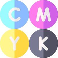 The letters c, m, y, and k are in different colors vector